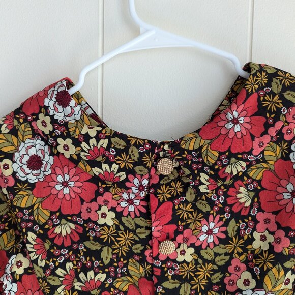 Molly Bracken - 70s Floral Patterned, peter-pan collared, short sleeved dress-M - Picture 7 of 11